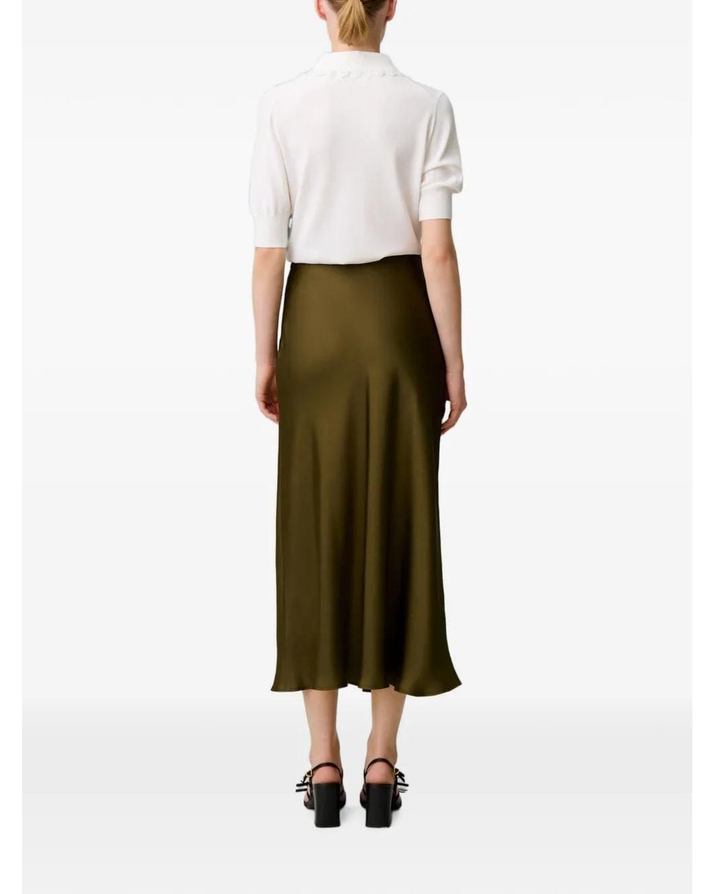 Claudie Pierlot Green Satin Lace Skirt