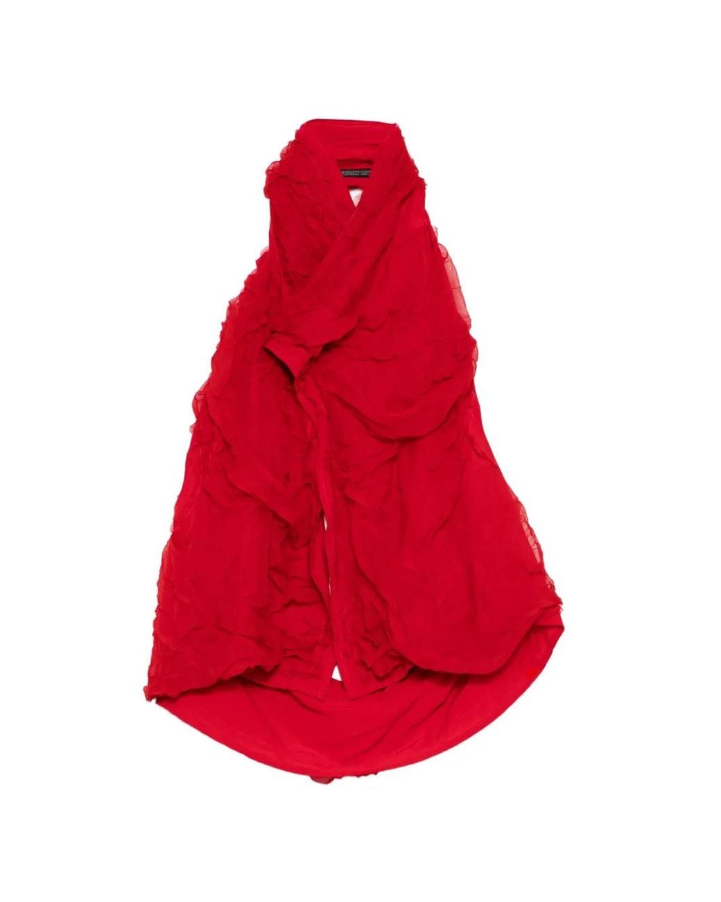 Yohji Yamamoto Red Crushed Chiffon Top