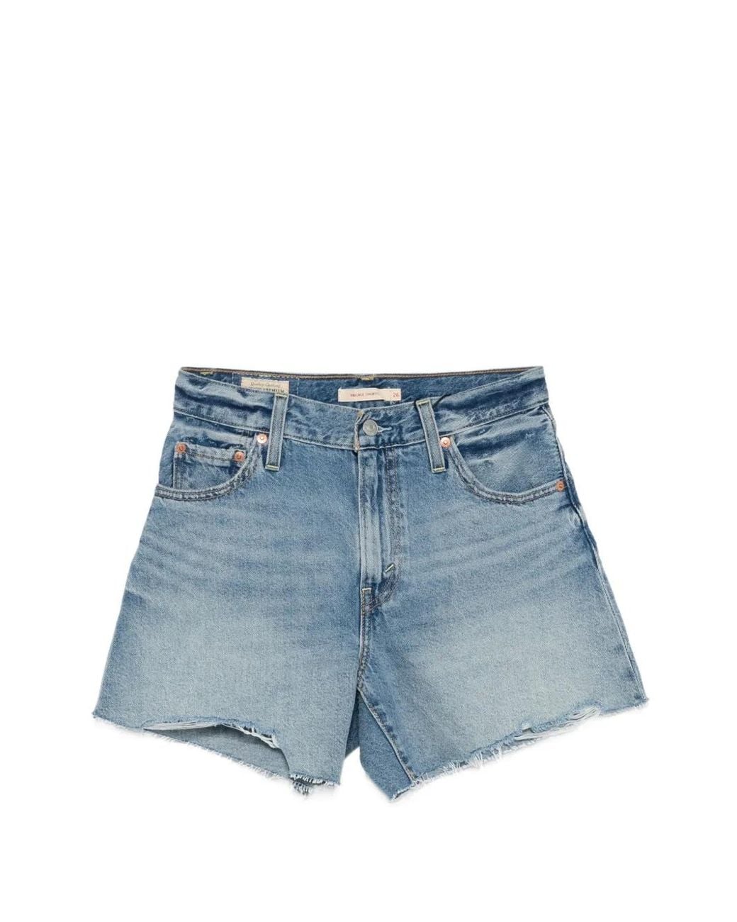 Levi's Blue Frayed Denim Shorts