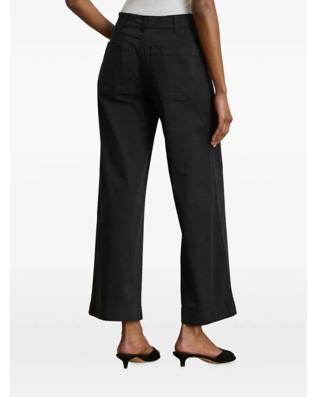 Ralph Lauren Black Stretch-Cotton Wide-Leg Trousers