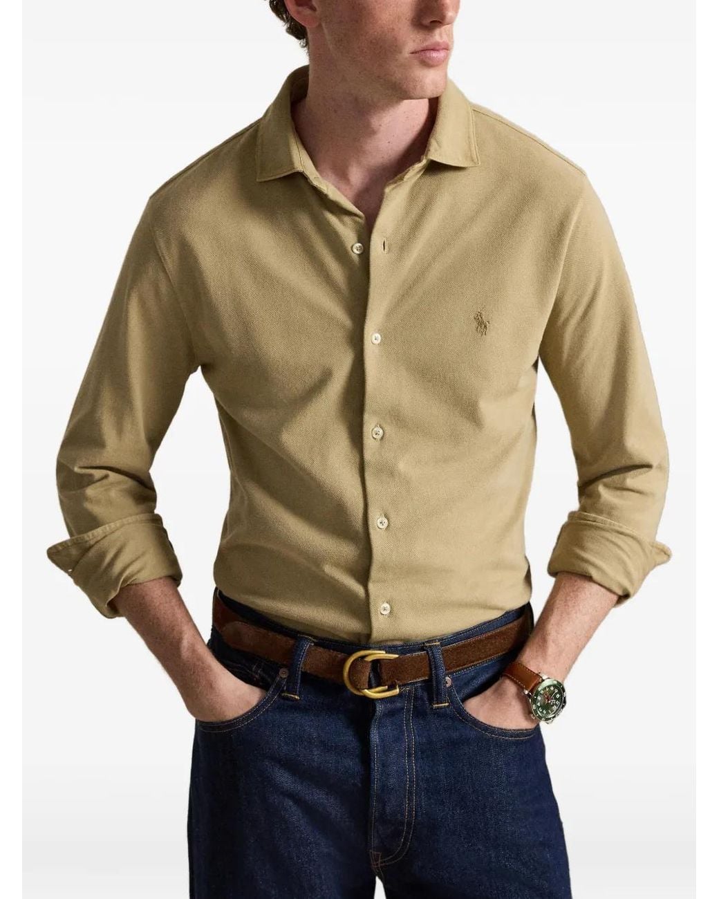 Polo Ralph Lauren White Featherweight Mesh Shirt for men