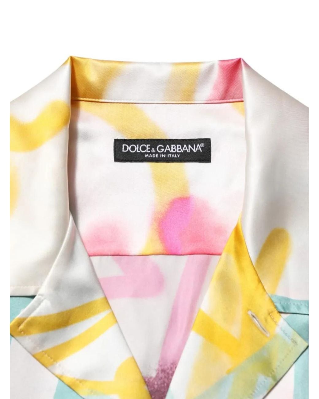 Dolce & Gabbana Red Graffiti-Print Silk Shirt for men
