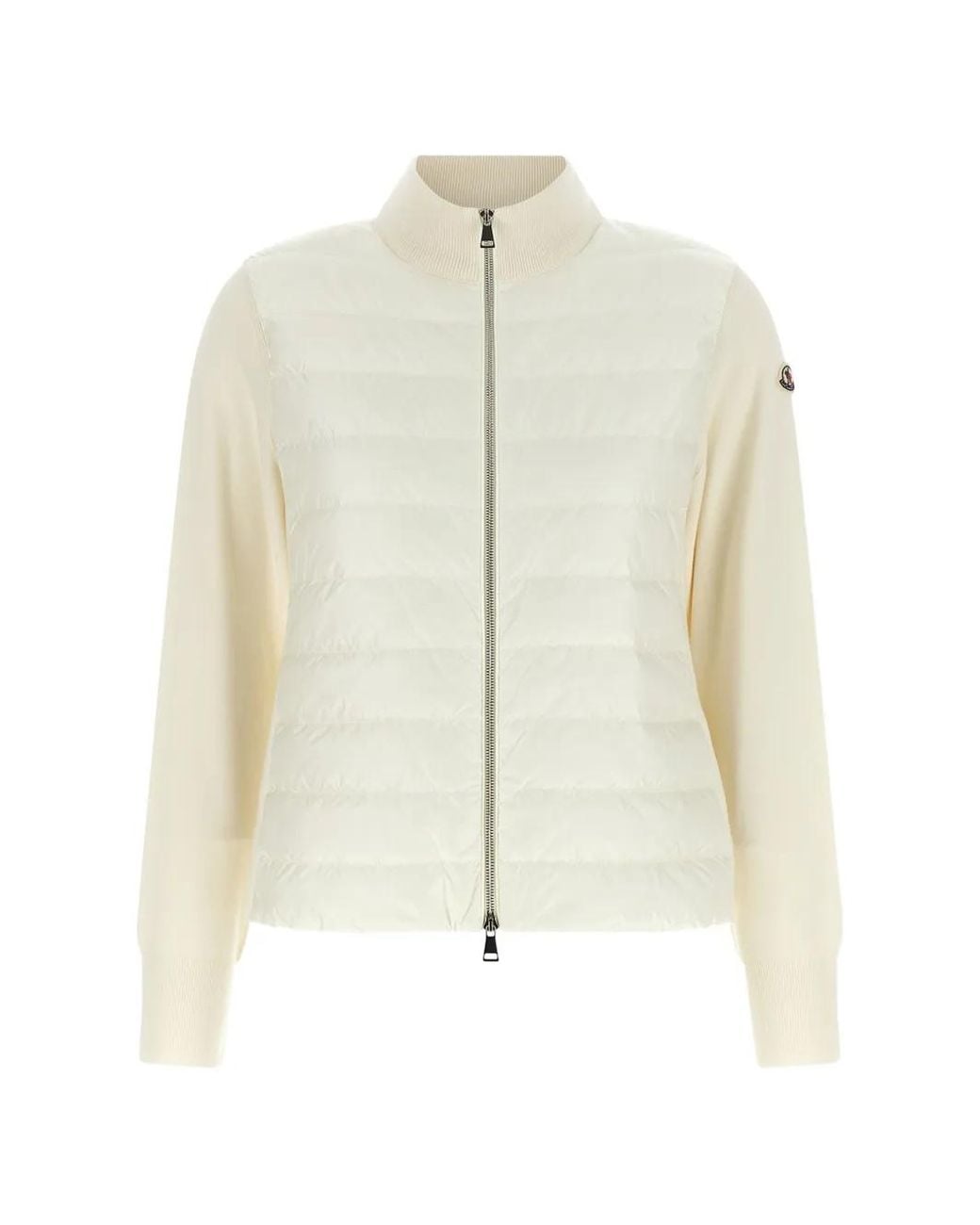 Moncler White Cardigan À Empiècements Matelassés