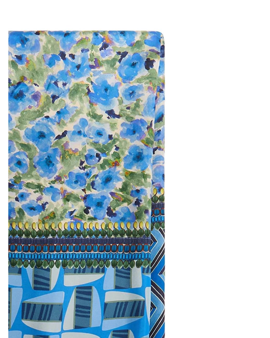 Maliparmi Blue Floral Geometric-Pattern Scarf