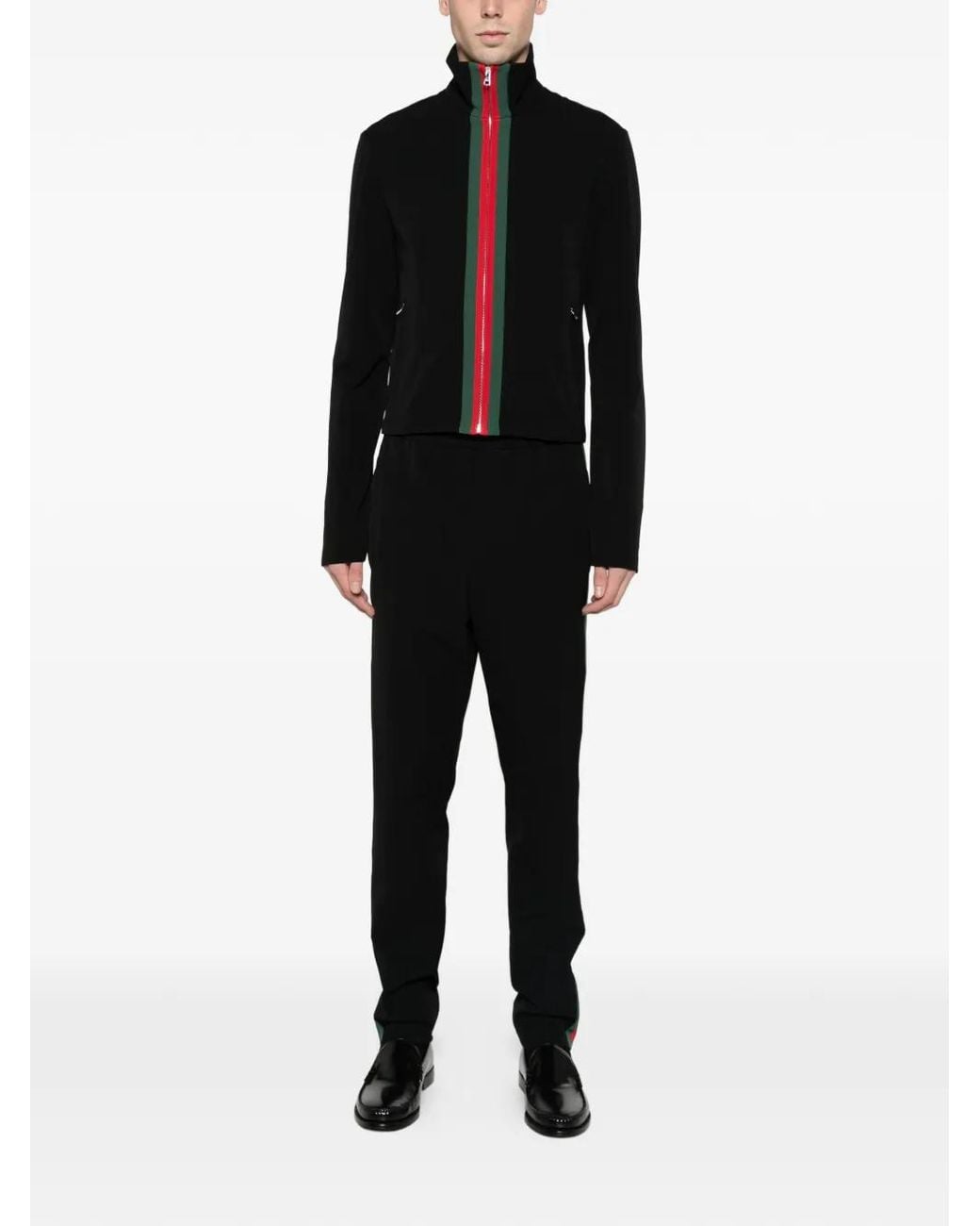 Gucci Black Stretch Nylon Zip Jacket With Web for men