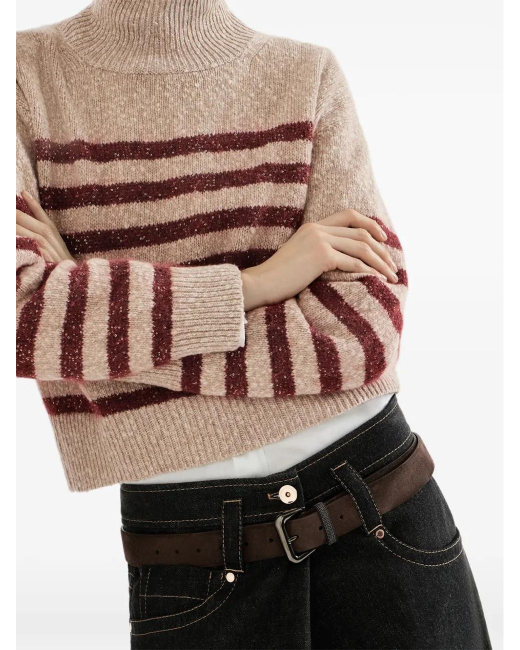 Brunello Cucinelli White Wool And Cashemre Turtleneck Jumper