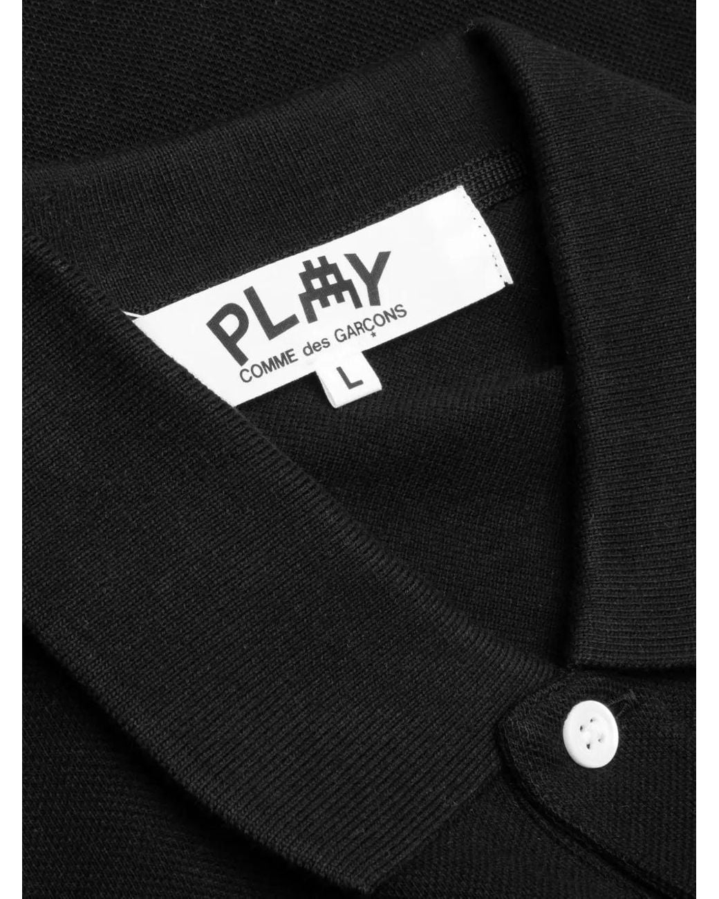 COMME DES GARÇONS PLAY Black X Invader Pixel-Heart Polo Shirt for men