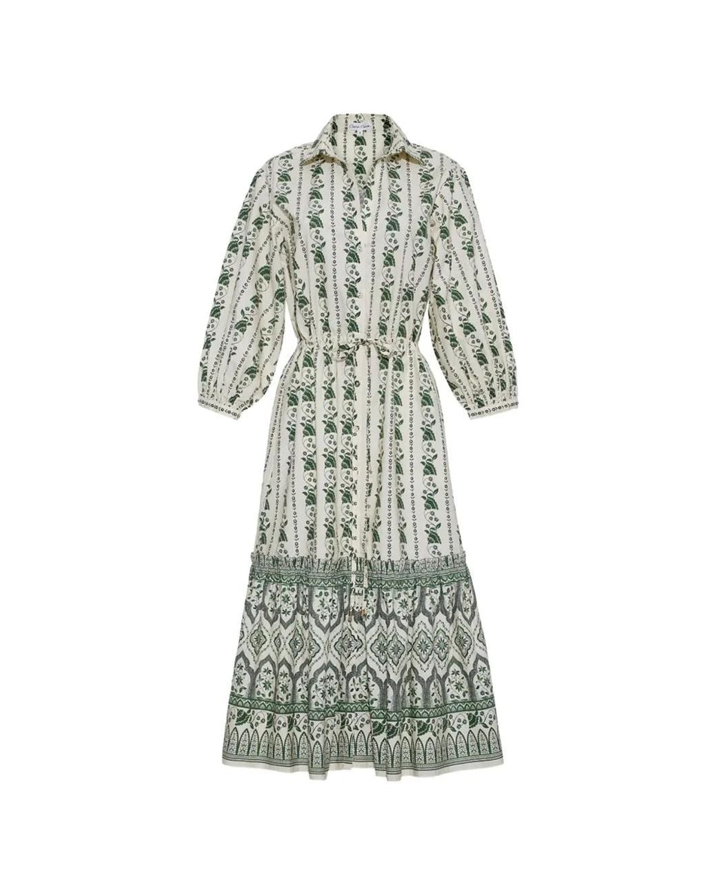 Cara Cara White Hutton Floral-Print Midi Dress