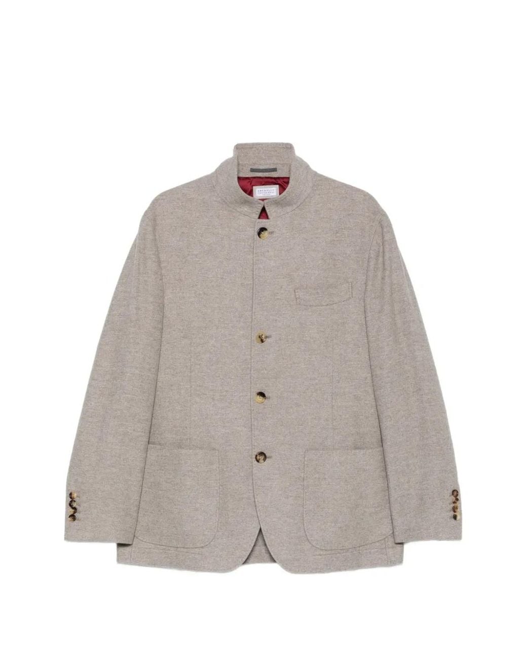 Chaqueta De Cachemira Con Botones Brunello Cucinelli de hombre de color Gray