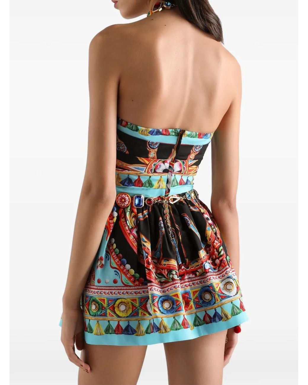 Dolce & Gabbana Red Carretto-Print Poplin Dress