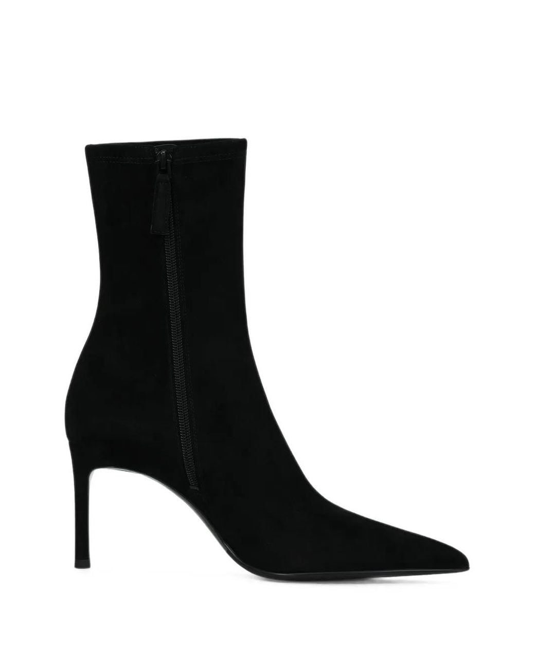 POTAMY Black Point-Toe Suede Ankle Boots