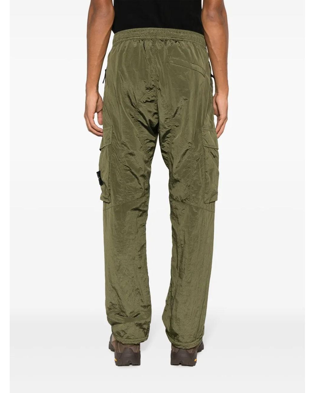Stone Island Green Compass-Patch Cargo Trousers for men