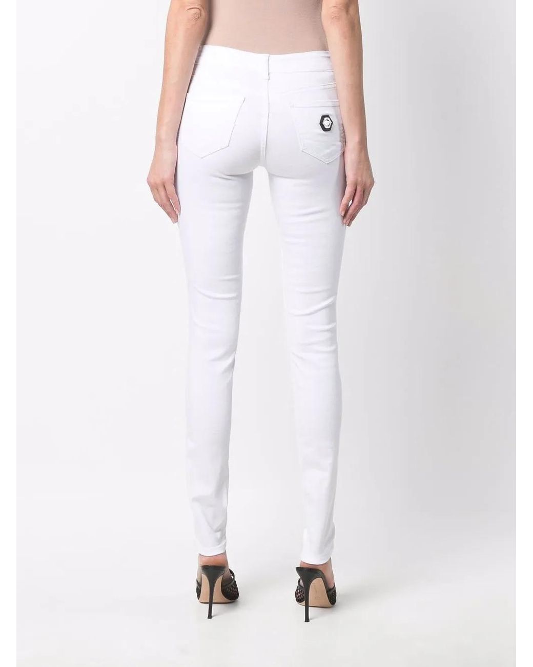 Philipp Plein White Super High-Waist Skinny Jeans