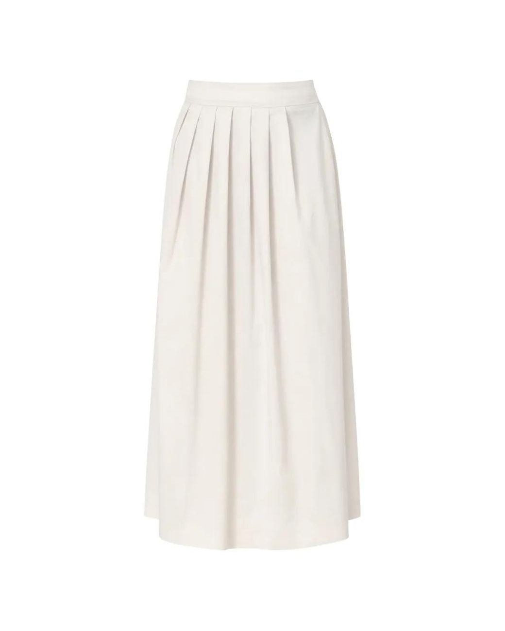 PT Torino White Pleated Midi Skirt