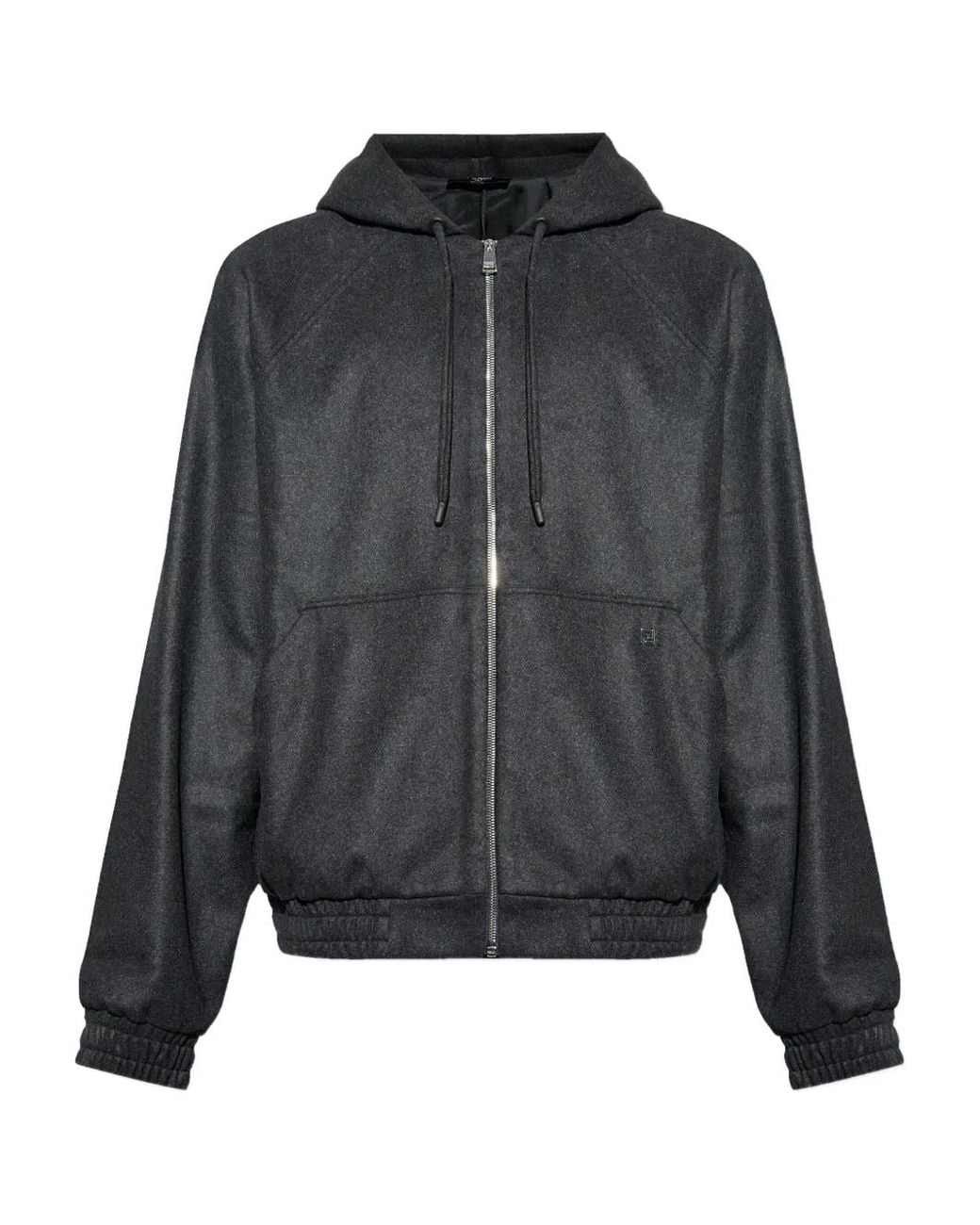Fendi Gray Zip-Up Cashmere Hoodie for men