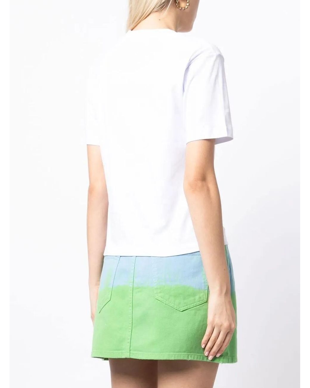 MSGM White Logo-Patch Short-Sleeve T-Shirt
