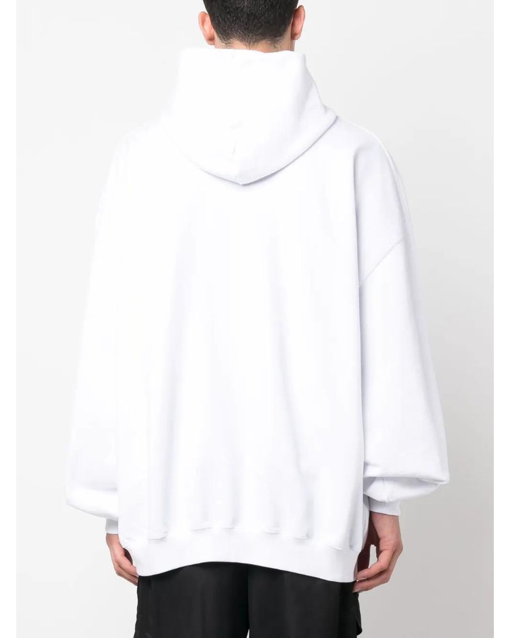 Vetements White Logo-Print Cotton-Blend Hoodie