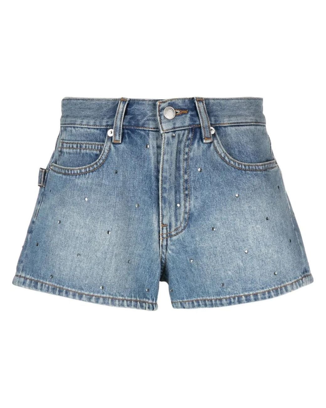 Zadig & Voltaire Blue Rhinestone-Embellished Denim Shorts