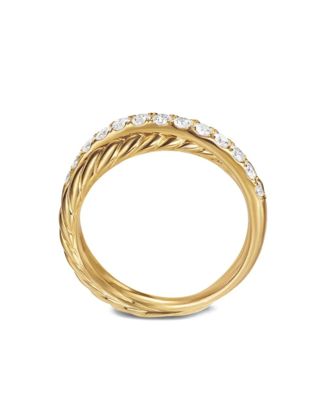David Yurman Metallic 18Kt Crossover Two Row Diamond Ring (5Mm)