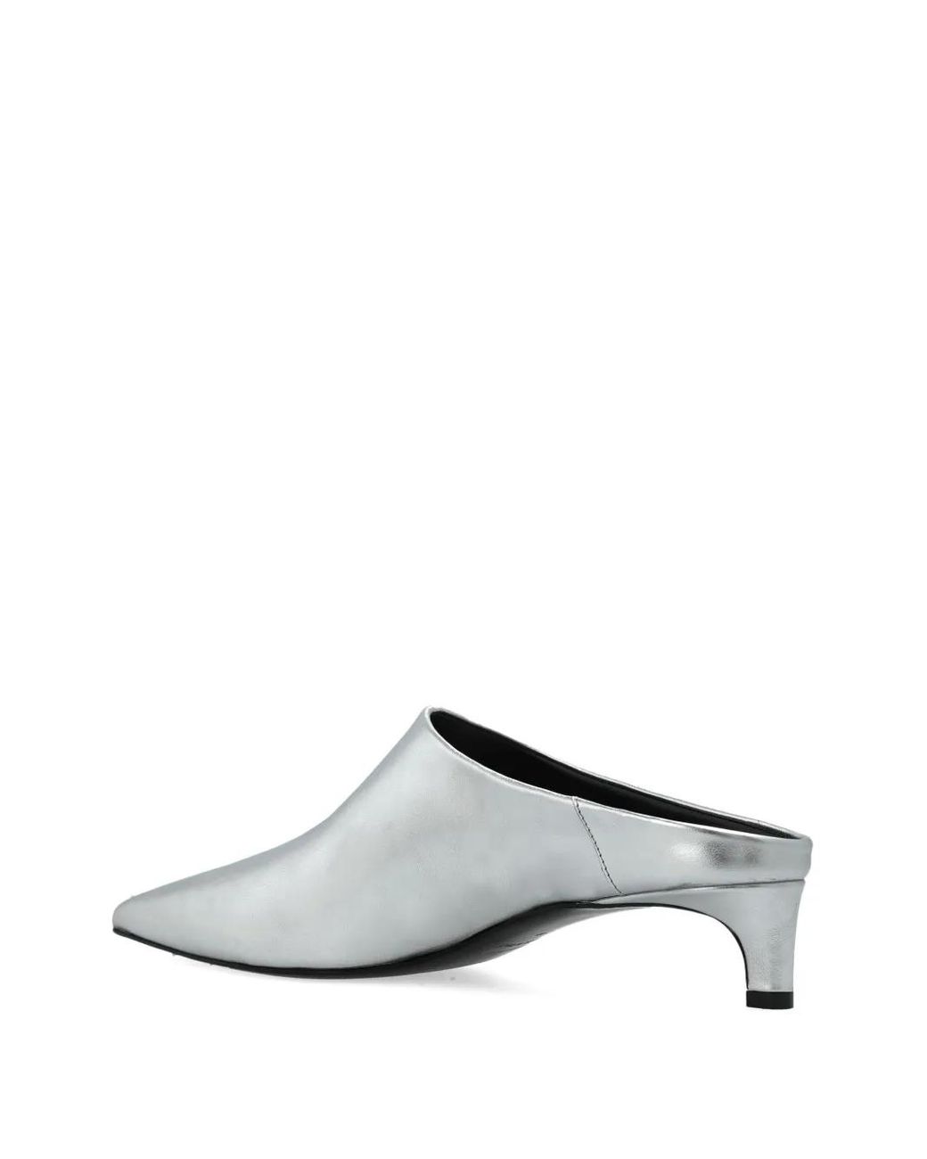 Jil Sander White Metallic-Leather Pointed-Toe Mules