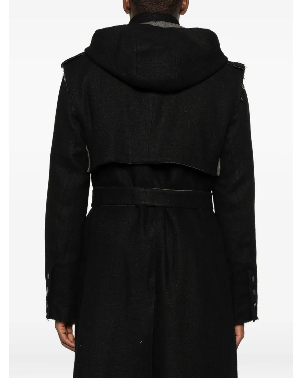 K'ANG Black Hooded Double-Breasted Coat for men
