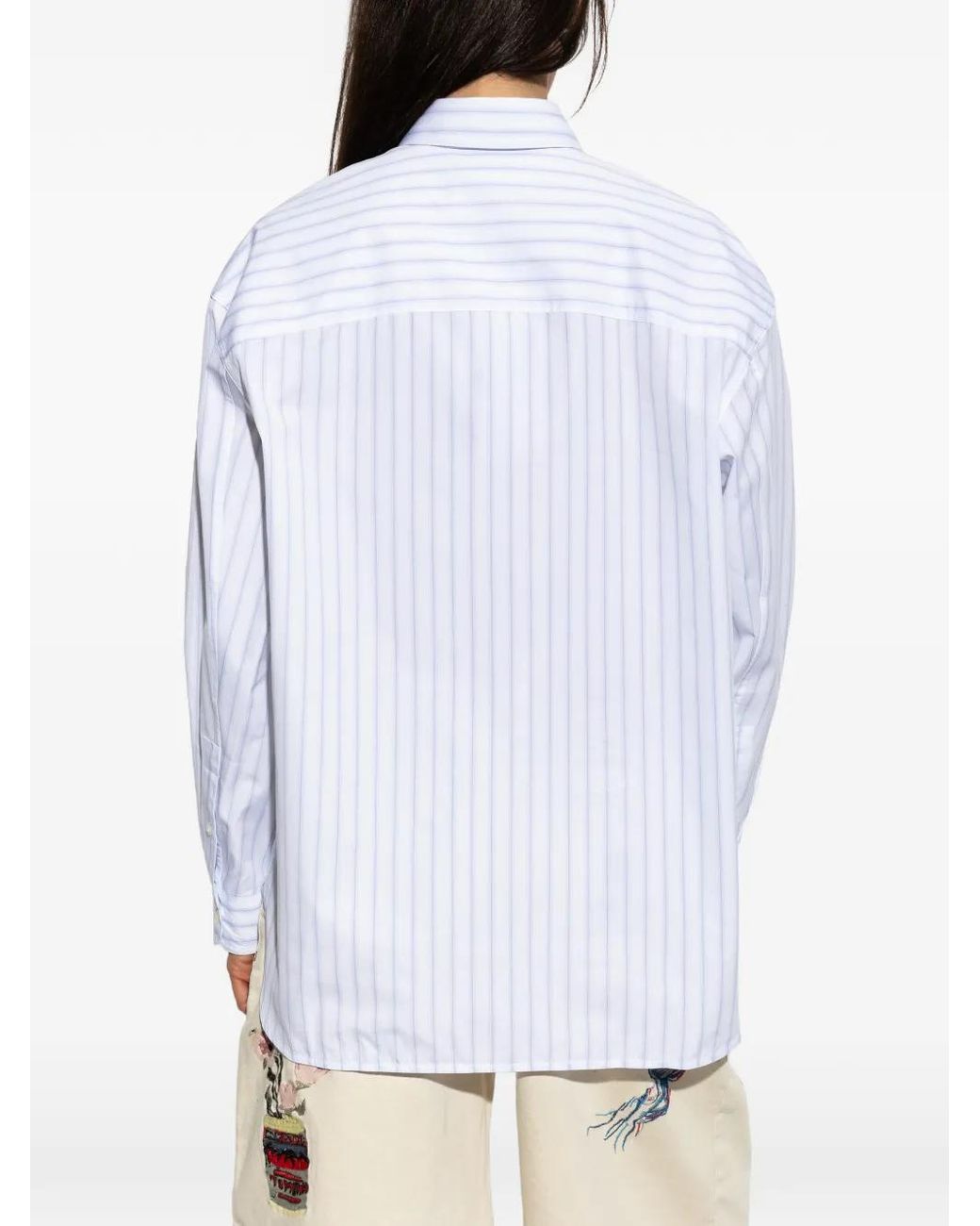 Maison Kitsuné White Striped Long-Sleeve Shirt