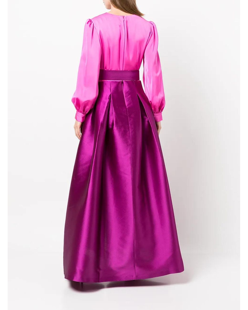 Sachin & Babi Purple Zoe Belted Satin Gown