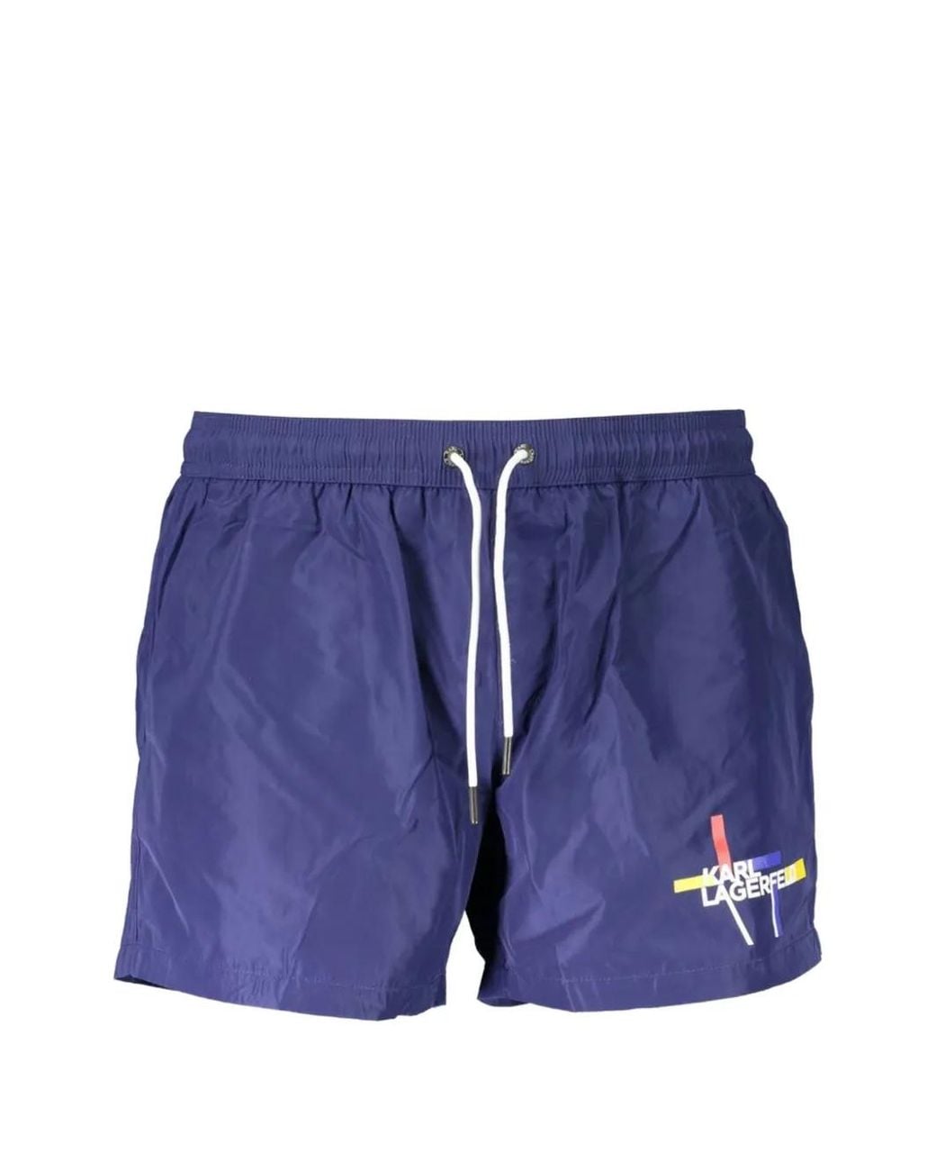 Karl Lagerfeld Blue Logo-Print Drawstring Swim Shorts for men