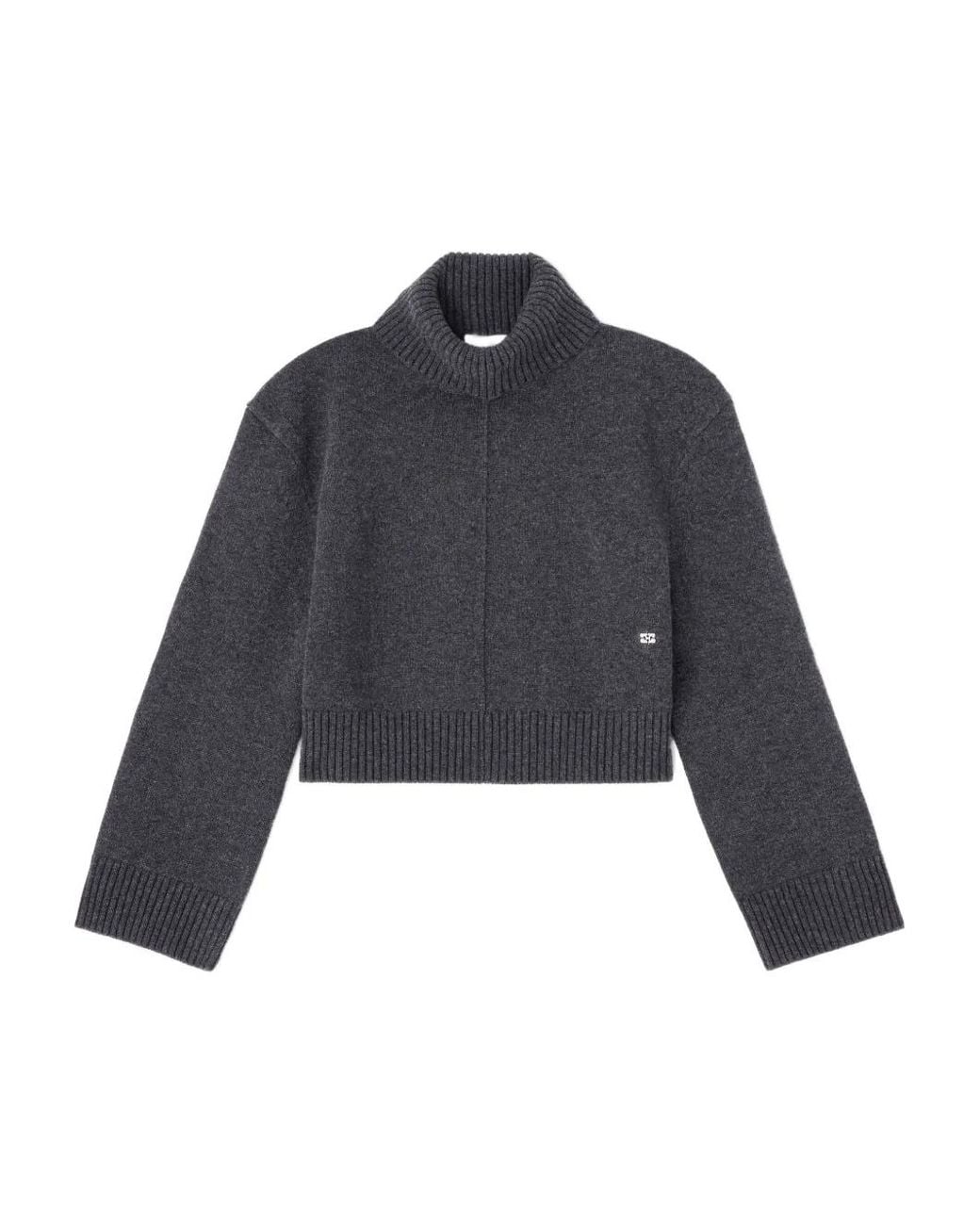 Ganni Blue Wool Turtleneck Sweater