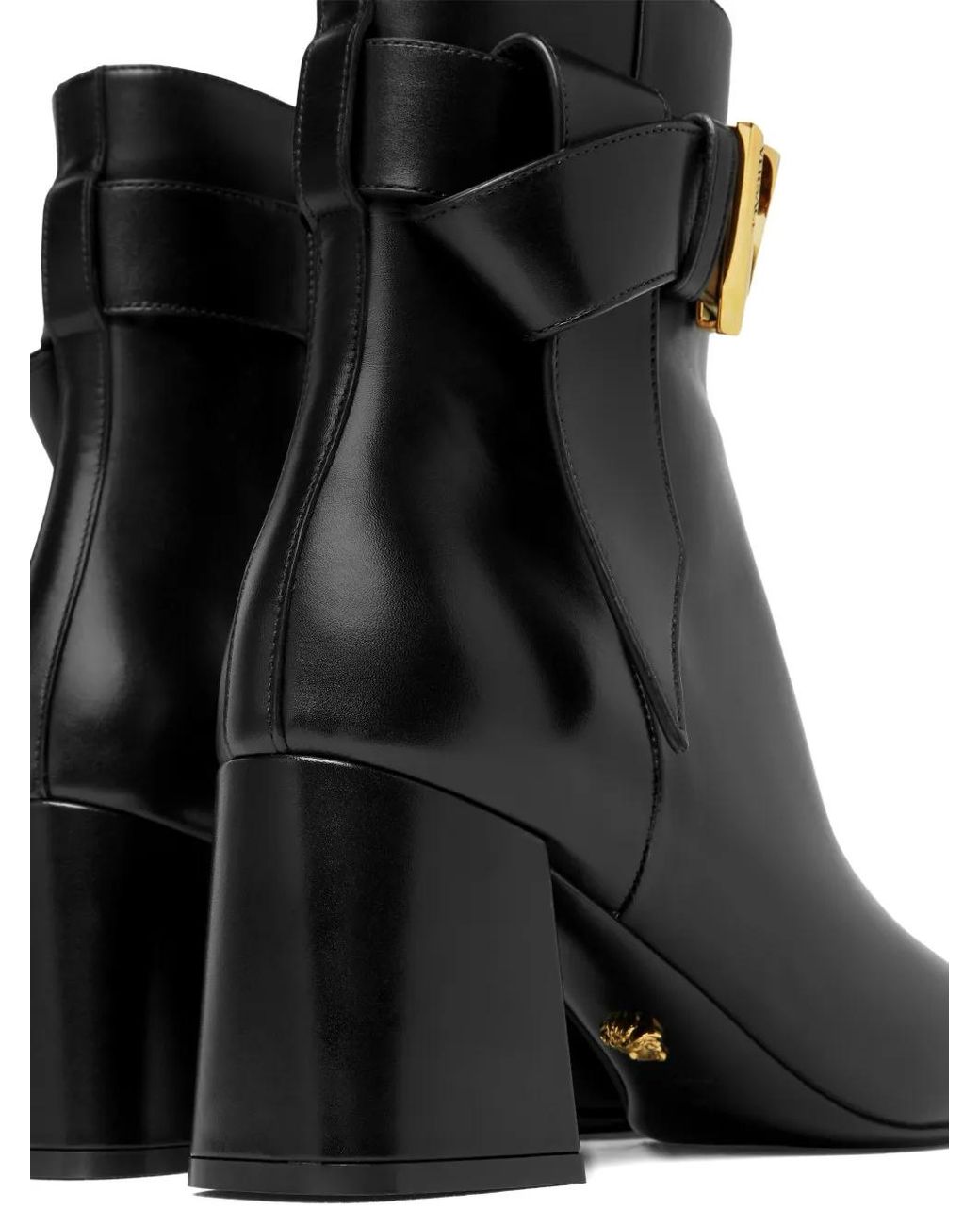 Versace Black V Leather Boots 70 Mm