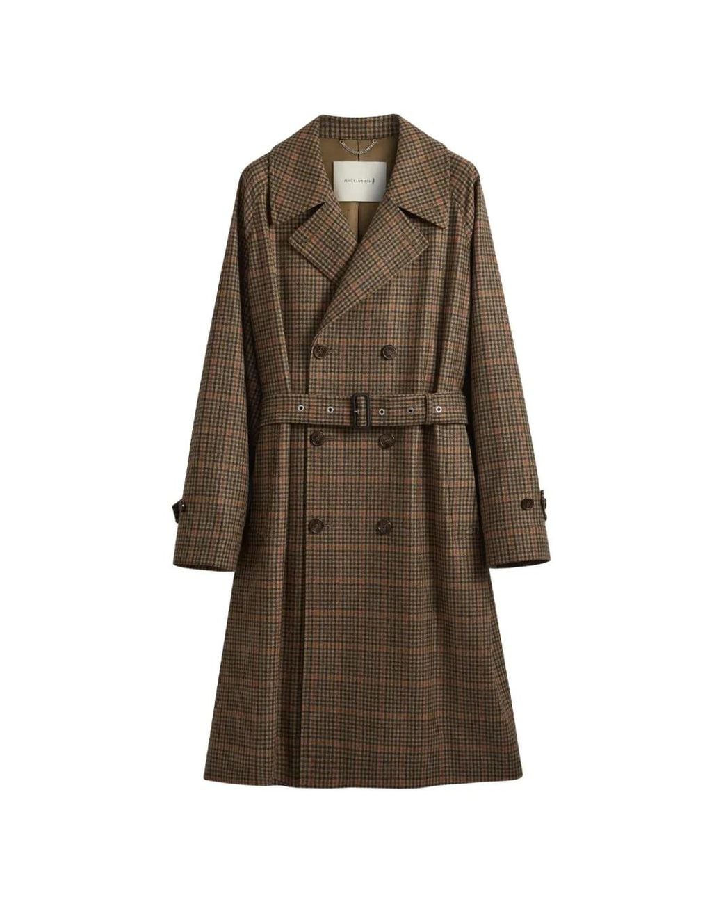 Mackintosh Brown Alston Double-Breasted Check Coat for men