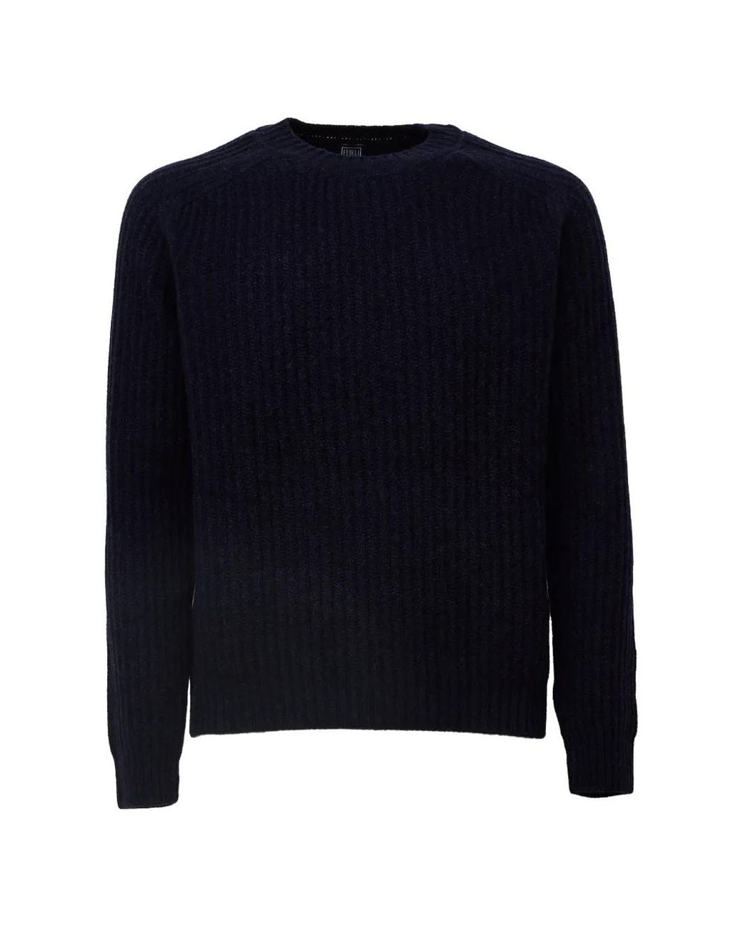 Fedeli Blue Ladak Ribbed-Knit Sweater for men