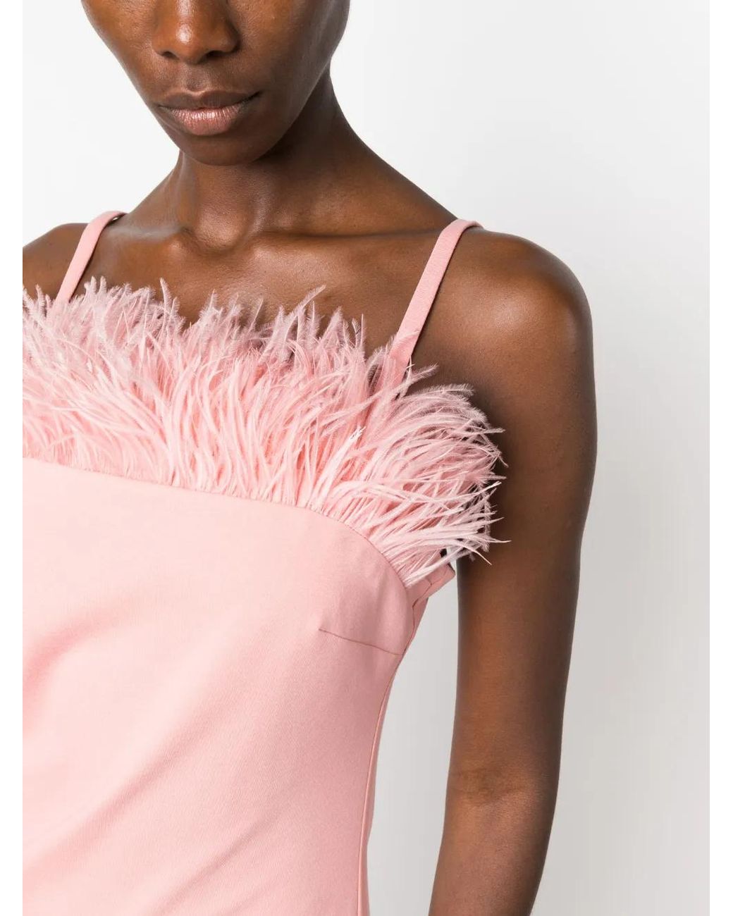Twinset Pink Feather-Trim Fitted Minidress