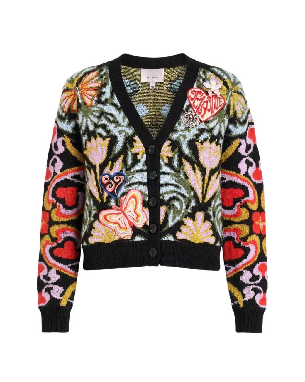 Cinq À Sept Black Cardigan Psychedellic Amour