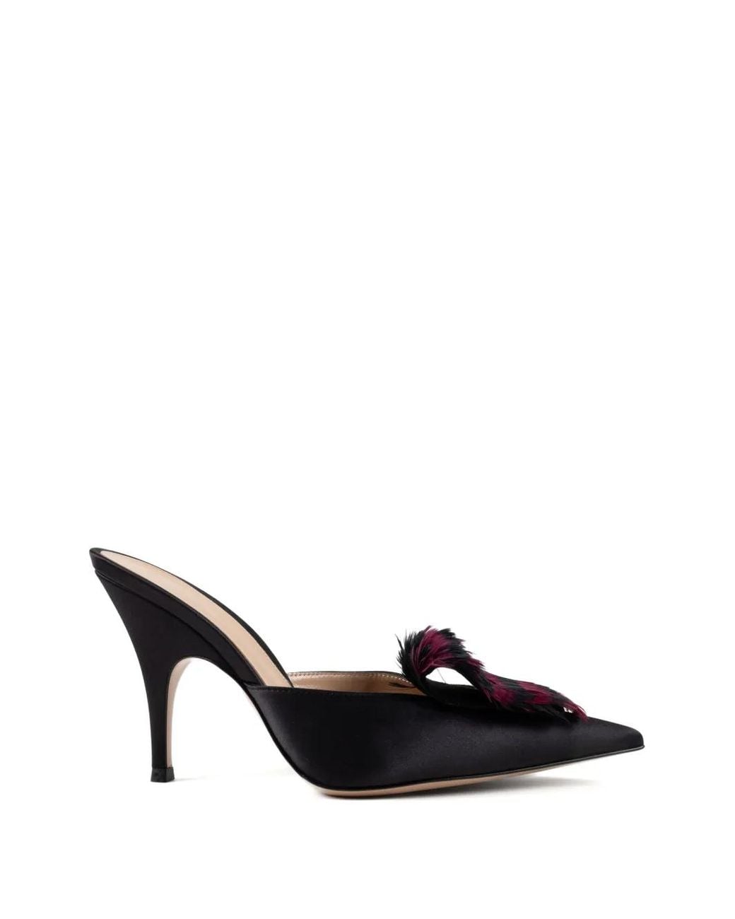 Gianvito Rossi Black Feather-Embellished Heeled Mules