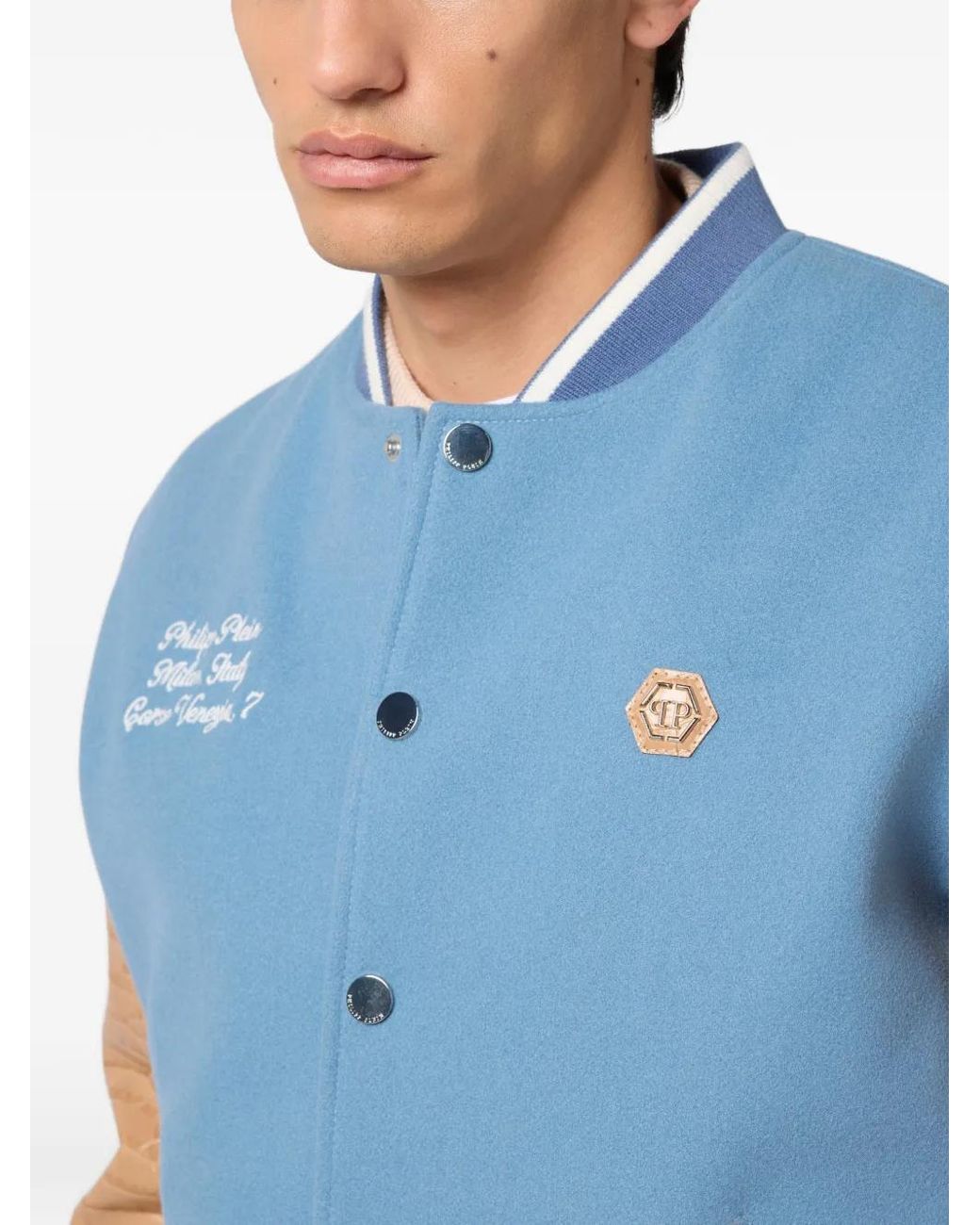 Philipp Plein Blue Bomber Jacket for men