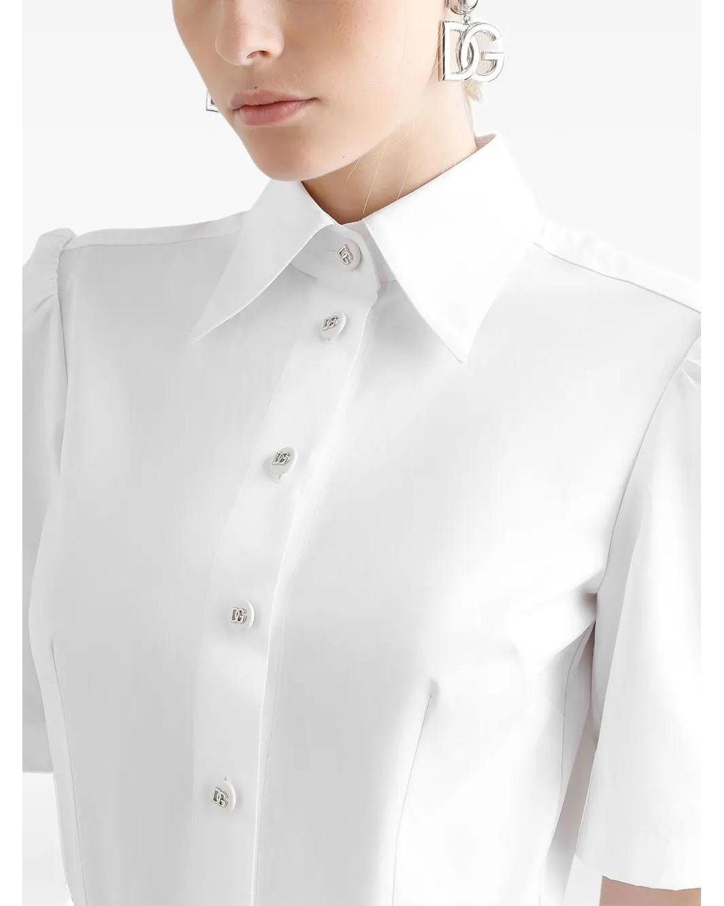 Dolce & Gabbana White Poplin Shirt Dress