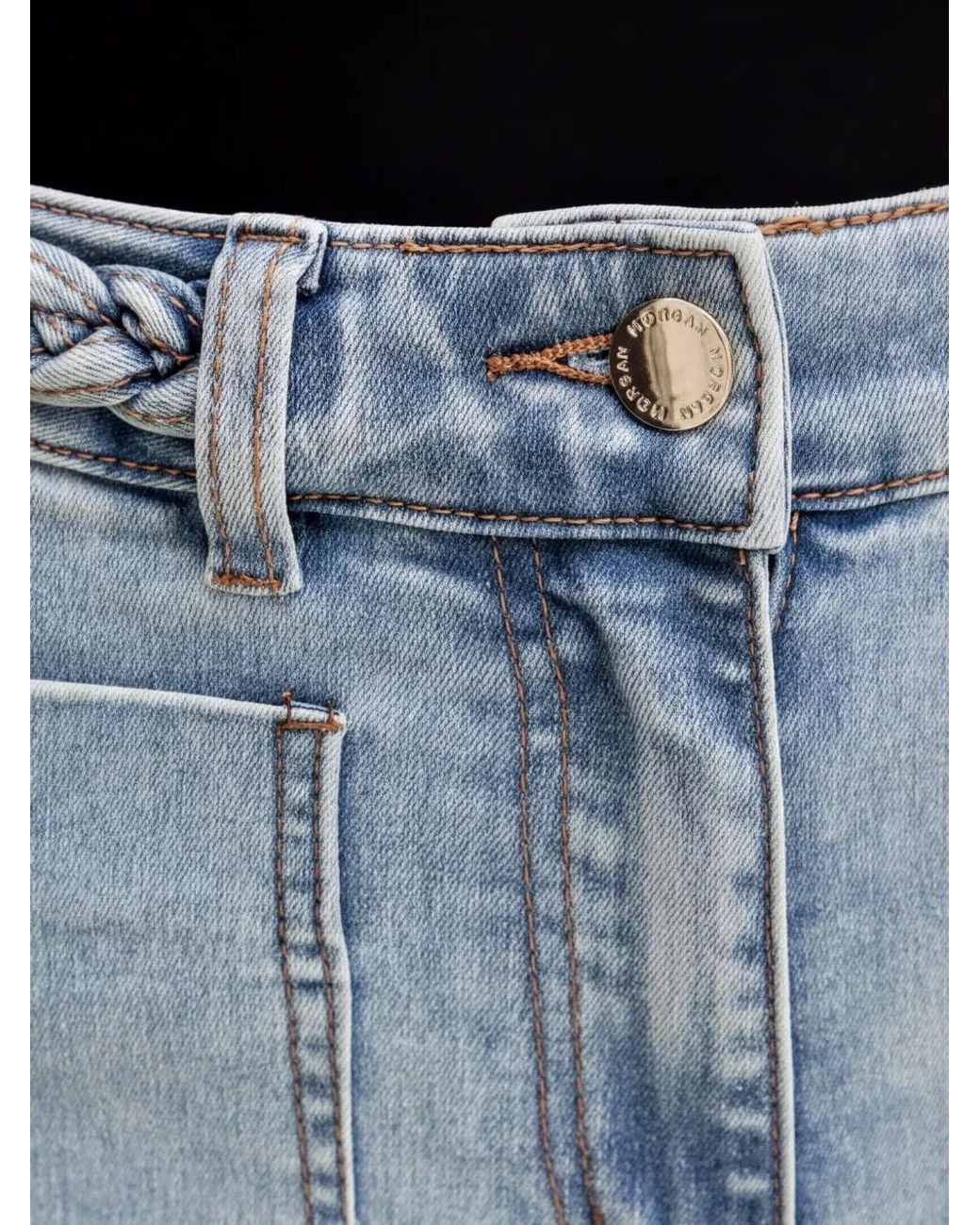 Morgan Blue Braided-Detail Jeans