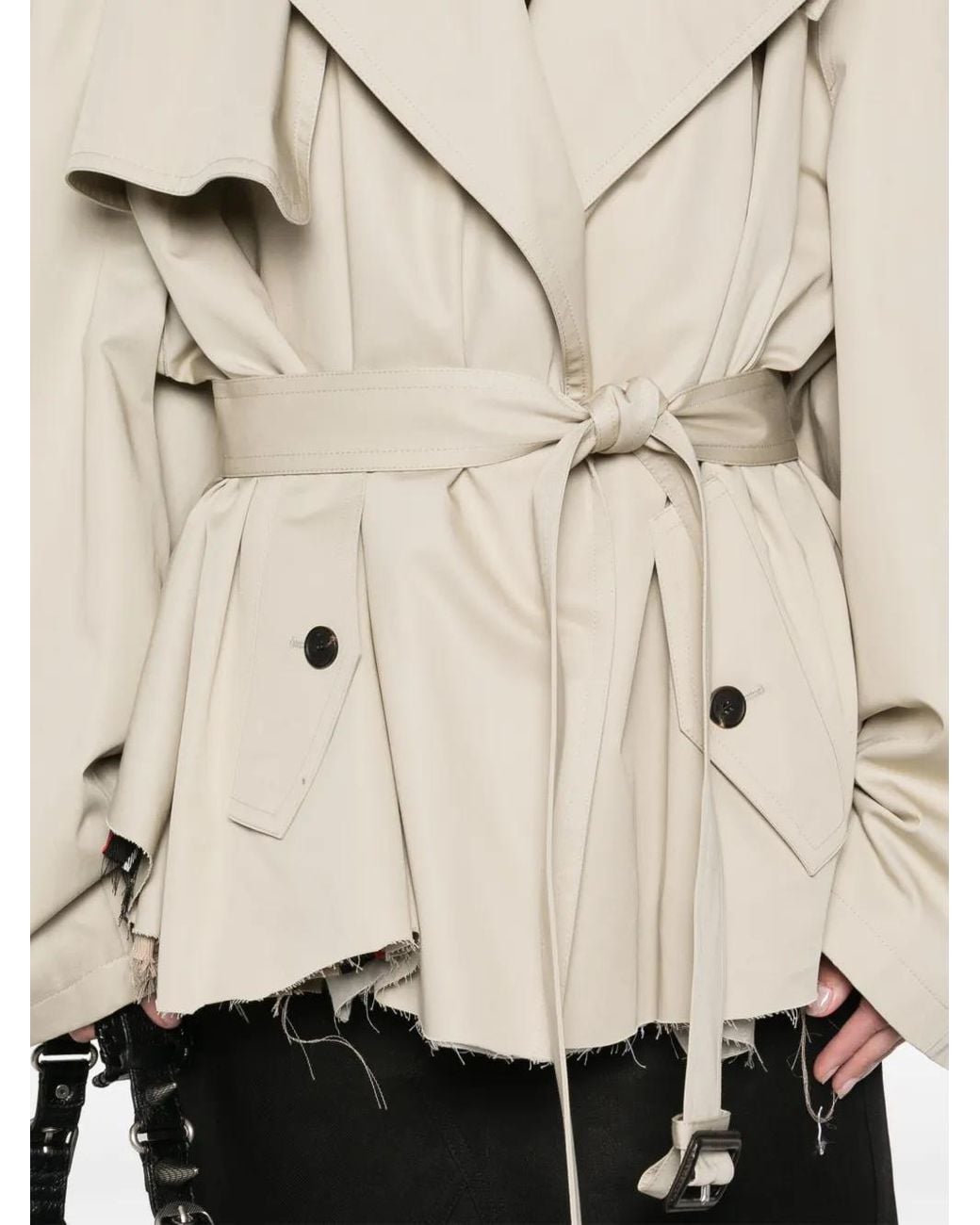 Balenciaga Natural Cotton Cropped Trench Coat