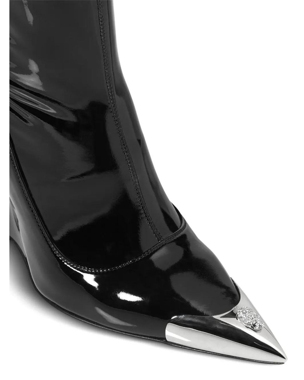Philipp Plein Black Patent-Leather Over-Knee Boots