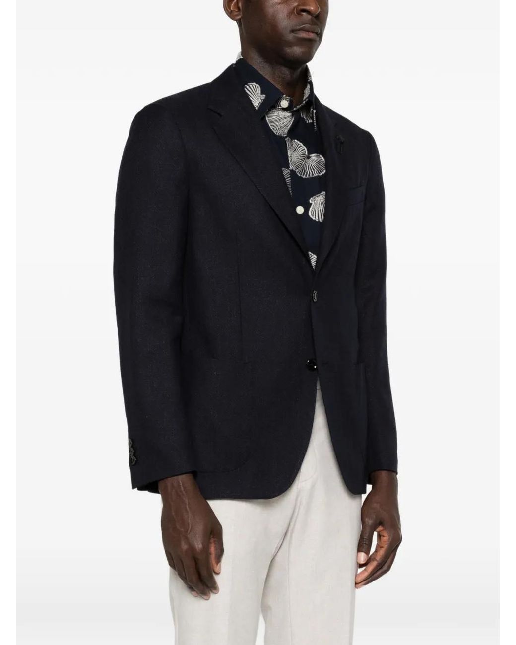 Lardini Blue Patch-Pocket Blazer for men