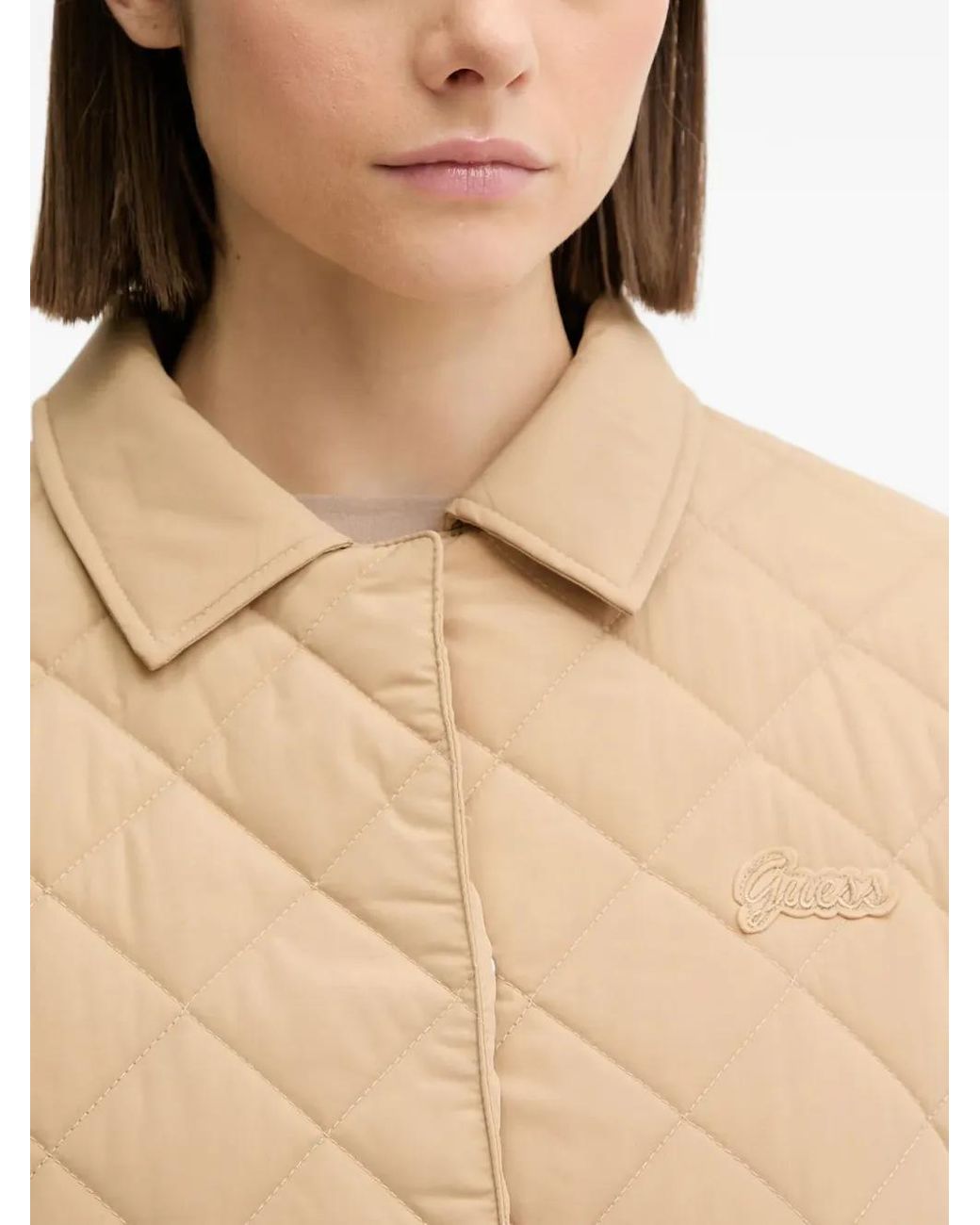 Guess Natural Quilted Collared Jacket