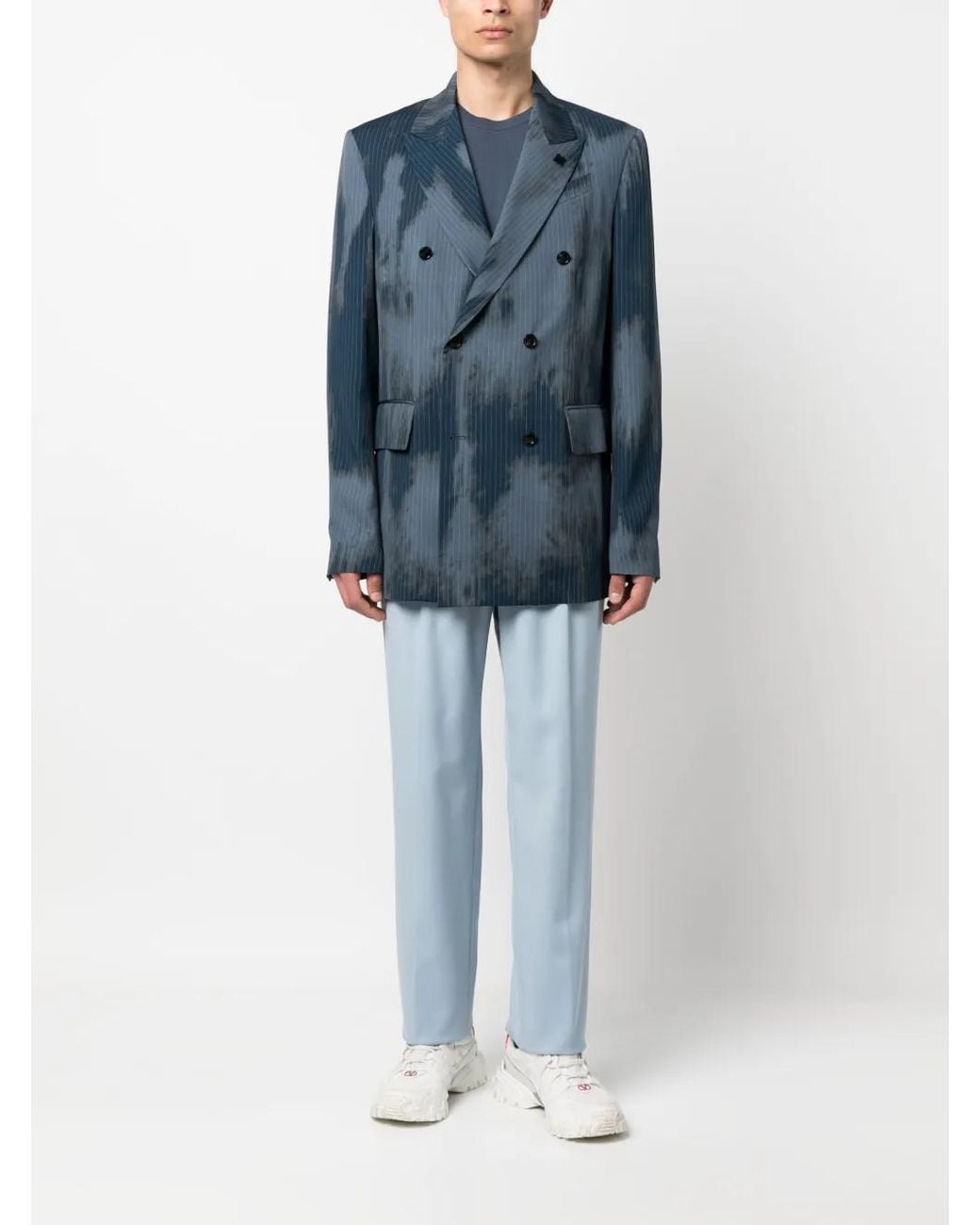 Amiri Blue Double-Breasted Blazer for men