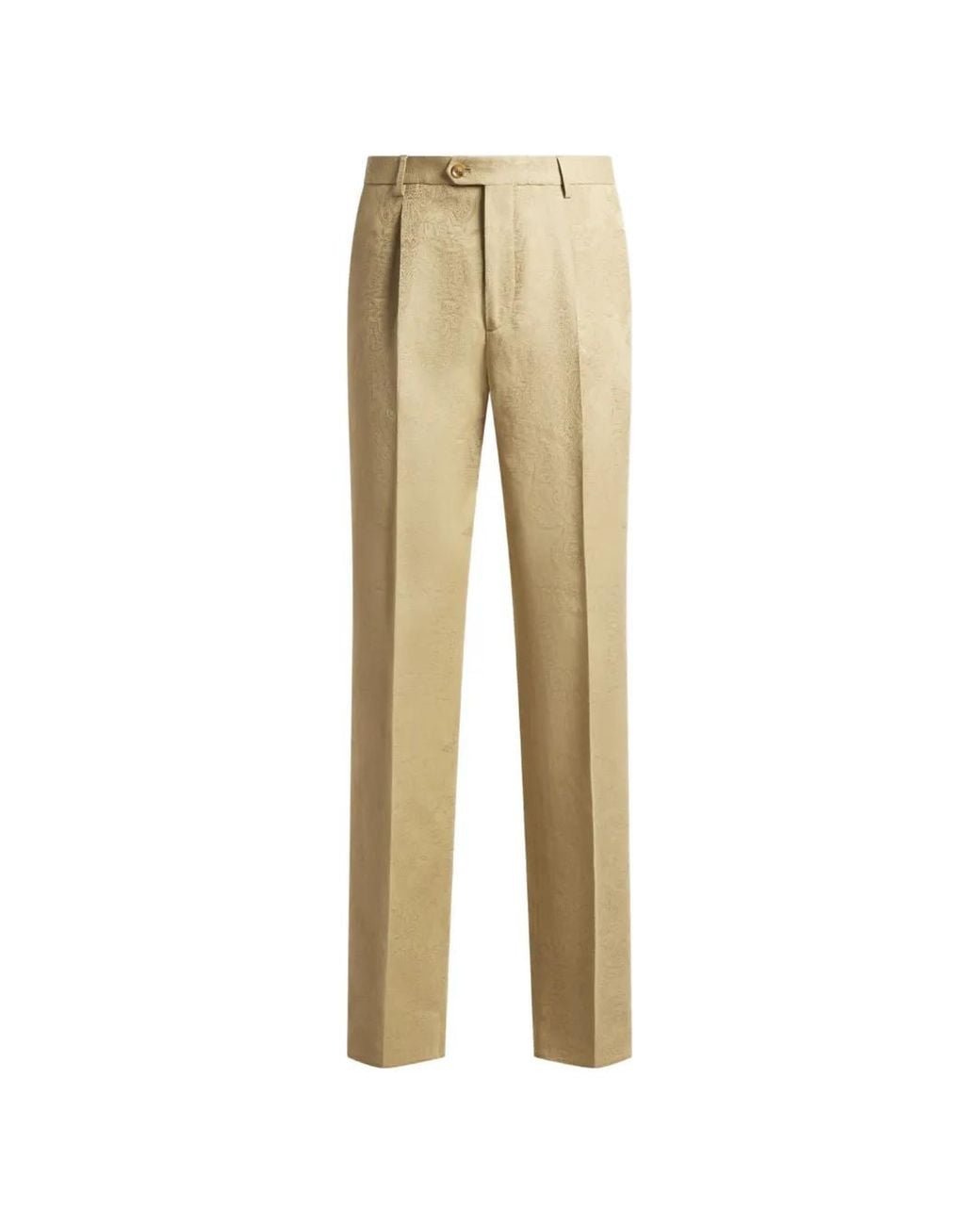 Etro Natural Cotton-Blend Jacquard Trousers With Placed Floral Paisley Motif for men