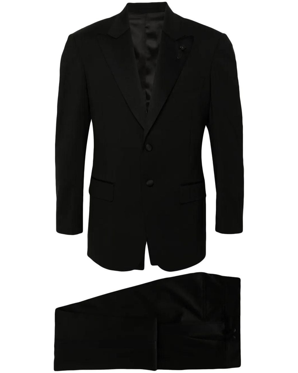 Lardini Black Single-Breasted Wool Blend Suit for men