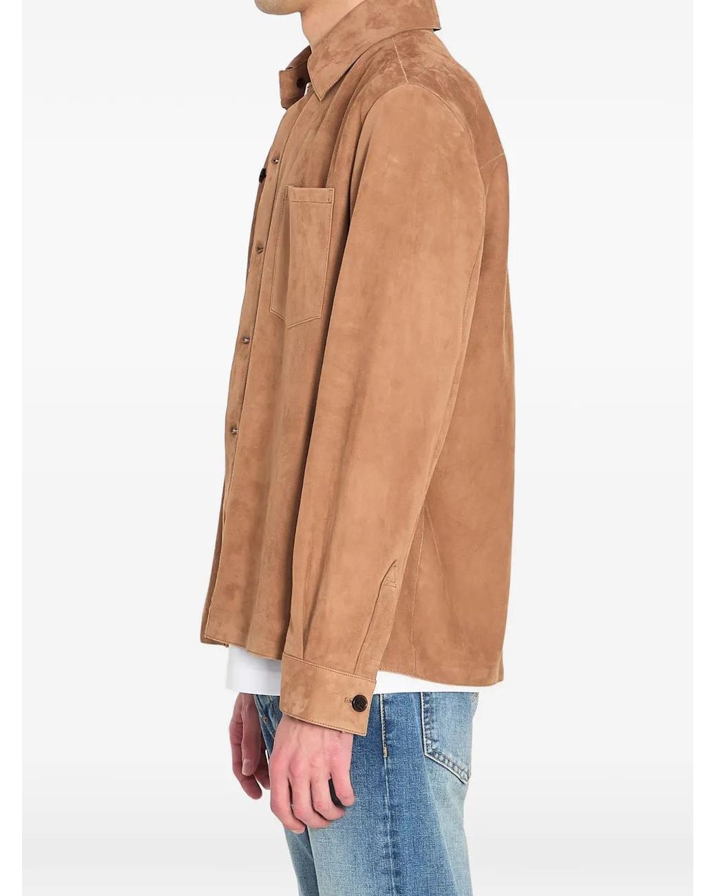 Arma Blue Button Suede Overshirt for men