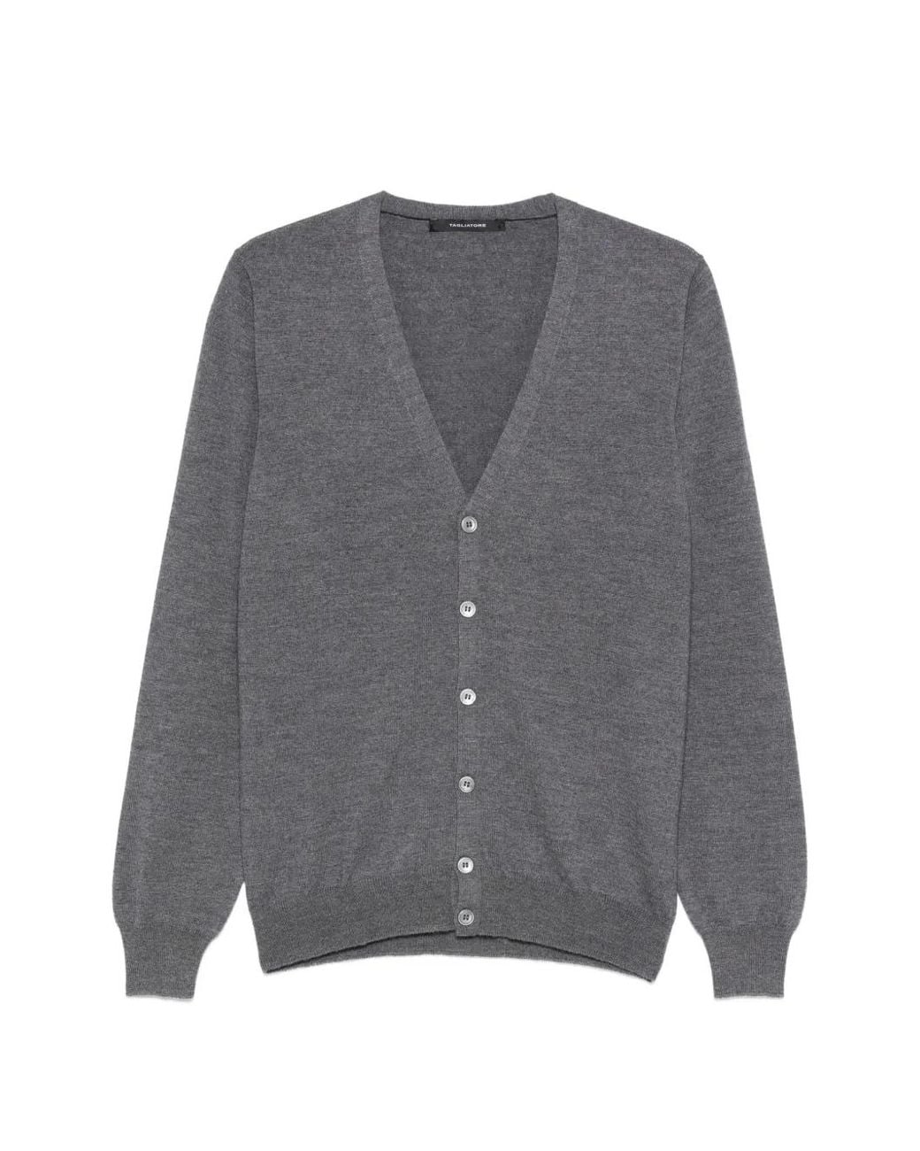 Tagliatore Gray Kieran Button V-Neck Cardigan for men