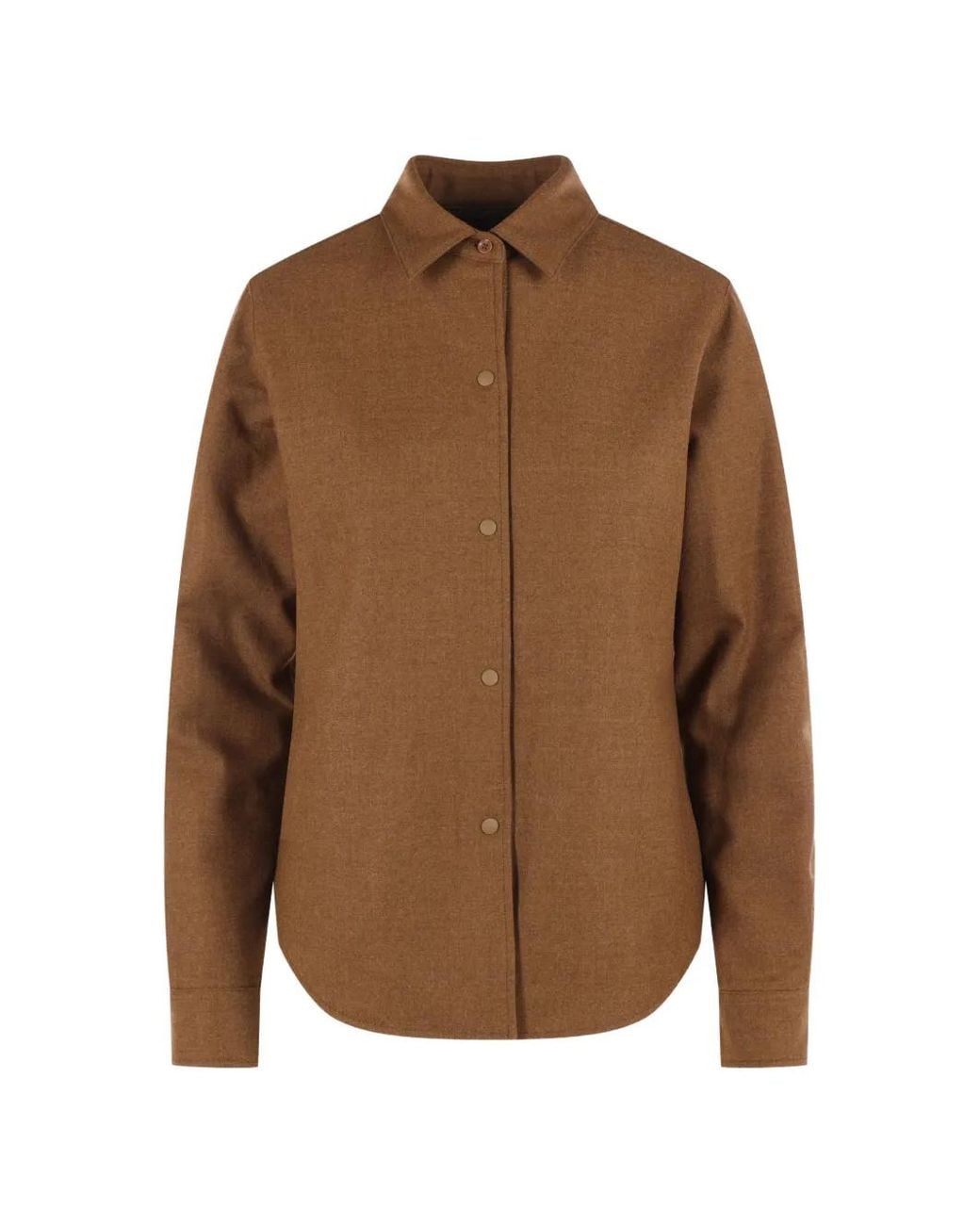 Aspesi Brown Button-Down Flannel Shirt