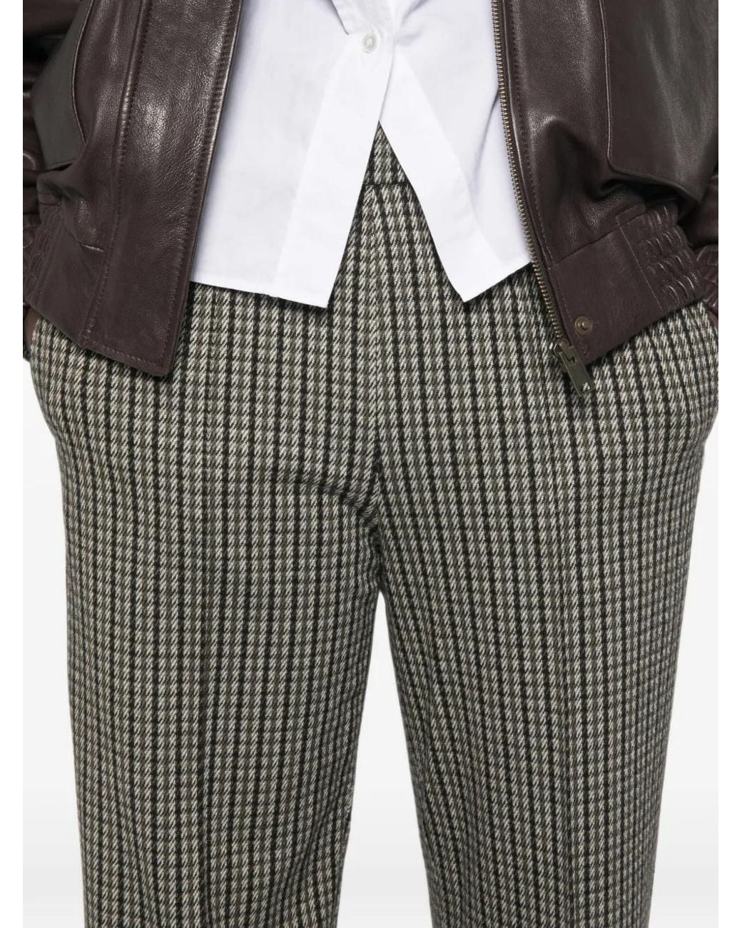 Fabiana Filippi Gray Check-Pattern Straight-Leg Trousers