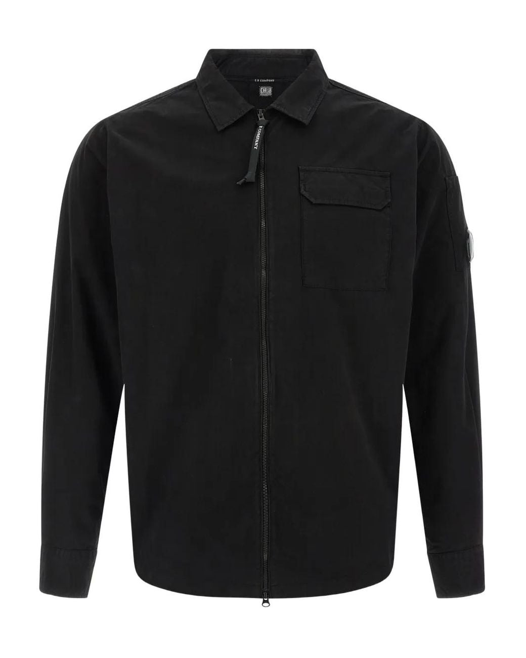 C P Company Black Organic Cotton Overshirt for men